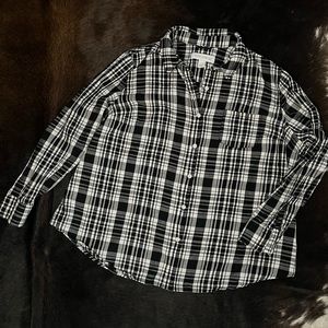 Pure energy - black and white plaid button down. SZ 2X